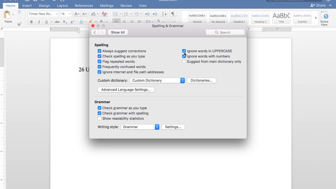 set passive voice in word 2016 for mac